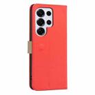 For Samsung Galaxy S23 Ultra 5G Splicing Color Hollow Flower Pattern RFID Leather Phone Case(Red) - 3