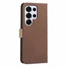 For Samsung Galaxy S24 Ultra 5G Splicing Color Hollow Flower Pattern RFID Leather Phone Case(Brown) - 3