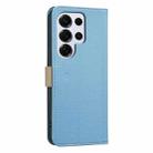 For Samsung Galaxy S24 Ultra 5G Splicing Color Hollow Flower Pattern RFID Leather Phone Case(Baby Blue) - 3