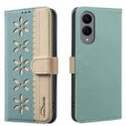 For Samsung Galaxy S25 Edge 5G Splicing Color Hollow Flower Pattern RFID Leather Phone Case(Green) - 1