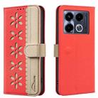 For Infinix Note 40 4G Splicing Color Hollow Flower Pattern RFID Leather Phone Case(Red) - 1