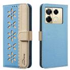 For Infinix Note 40 Pro / 40 Pro+ Splicing Color Hollow Flower Pattern RFID Leather Phone Case(Baby Blue) - 1