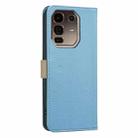 For Infinix Note 50 Pro+ 5G Splicing Color Hollow Flower Pattern RFID Leather Phone Case(Baby Blue) - 3