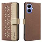 For Infinix Smart 10 4G Splicing Color Hollow Flower Pattern RFID Leather Phone Case(Brown) - 1