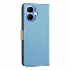 For Infinix Smart 10 4G Splicing Color Hollow Flower Pattern RFID Leather Phone Case(Baby Blue) - 3