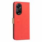 For OPPO A98 5G / F23 / A1 Splicing Color Hollow Flower Pattern RFID Leather Phone Case(Red) - 3