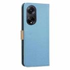 For OPPO A98 5G / F23 / A1 Splicing Color Hollow Flower Pattern RFID Leather Phone Case(Baby Blue) - 3