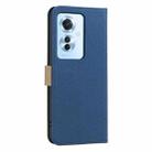 For OPPO Reno11 F Splicing Color Hollow Flower Pattern RFID Leather Phone Case(Dark Blue) - 3