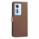 For OPPO Reno11 F Splicing Color Hollow Flower Pattern RFID Leather Phone Case(Brown) - 3