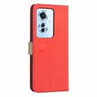 For OPPO Reno11 F Splicing Color Hollow Flower Pattern RFID Leather Phone Case(Red) - 3