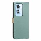 For OPPO Reno11 F Splicing Color Hollow Flower Pattern RFID Leather Phone Case(Green) - 3