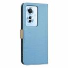 For OPPO Reno11 F Splicing Color Hollow Flower Pattern RFID Leather Phone Case(Baby Blue) - 3