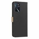For OPPO A16 / A16S / A54S / A55 5G Splicing Color Hollow Flower Pattern RFID Leather Phone Case(Black) - 3