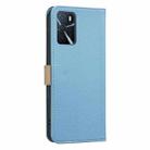 For OPPO A16 / A16S / A54S / A55 5G Splicing Color Hollow Flower Pattern RFID Leather Phone Case(Baby Blue) - 3