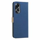 For OPPO A58 4G Splicing Color Hollow Flower Pattern RFID Leather Phone Case(Dark Blue) - 3