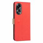 For OPPO A58 4G Splicing Color Hollow Flower Pattern RFID Leather Phone Case(Red) - 3