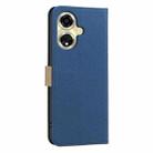 For OPPO A59 5G Splicing Color Hollow Flower Pattern RFID Leather Phone Case(Dark Blue) - 3