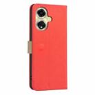 For OPPO A59 5G Splicing Color Hollow Flower Pattern RFID Leather Phone Case(Red) - 3