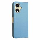 For OPPO A59 5G Splicing Color Hollow Flower Pattern RFID Leather Phone Case(Baby Blue) - 3