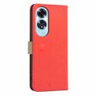 For OPPO A60 4G Splicing Color Hollow Flower Pattern RFID Leather Phone Case(Red) - 3
