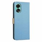 For OPPO A78 4G Splicing Color Hollow Flower Pattern RFID Leather Phone Case(Baby Blue) - 3