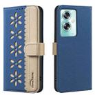 For OPPO A79 5G Splicing Color Hollow Flower Pattern RFID Leather Phone Case(Dark Blue) - 1