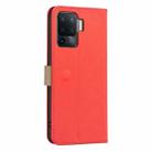 For OPPO A94 4G / Reno5 F / F19 Pro Splicing Color Hollow Flower Pattern RFID Leather Phone Case(Red) - 3