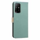 For OPPO A95 5G / F19 Pro+ / Reno5 Z Splicing Color Hollow Flower Pattern RFID Leather Phone Case(Green) - 3
