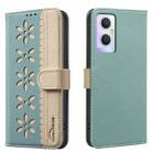 For OPPO A96 5G / Reno7 Z 5G Splicing Color Hollow Flower Pattern RFID Leather Phone Case(Green) - 1