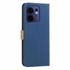 For OPPO Reno13 F 5G Splicing Color Hollow Flower Pattern RFID Leather Phone Case(Dark Blue) - 3