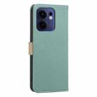 For OPPO Reno13 F 5G Splicing Color Hollow Flower Pattern RFID Leather Phone Case(Green) - 3