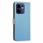 For OPPO Reno13 F 5G Splicing Color Hollow Flower Pattern RFID Leather Phone Case(Baby Blue) - 3
