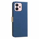 For OPPO Reno14 F 5G Splicing Color Hollow Flower Pattern RFID Leather Phone Case(Dark Blue) - 3
