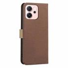 For OPPO Reno14 F 5G Splicing Color Hollow Flower Pattern RFID Leather Phone Case(Brown) - 3