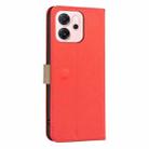 For OPPO Reno14 F 5G Splicing Color Hollow Flower Pattern RFID Leather Phone Case(Red) - 3