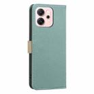 For OPPO Reno14 F 5G Splicing Color Hollow Flower Pattern RFID Leather Phone Case(Green) - 3