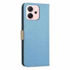 For OPPO Reno14 F 5G Splicing Color Hollow Flower Pattern RFID Leather Phone Case(Baby Blue) - 3