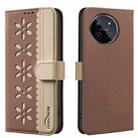 For Realme 11 4G Global Splicing Color Hollow Flower Pattern RFID Leather Phone Case(Brown) - 1