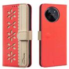 For Realme 11 4G Global Splicing Color Hollow Flower Pattern RFID Leather Phone Case(Red) - 1