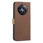 For Realme 12 5G Global Splicing Color Hollow Flower Pattern RFID Leather Phone Case(Brown) - 3
