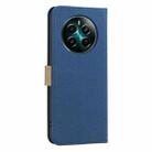 For Realme 12+ 5G Splicing Color Hollow Flower Pattern RFID Leather Phone Case(Dark Blue) - 3