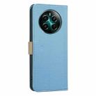 For Realme 12+ 5G Splicing Color Hollow Flower Pattern RFID Leather Phone Case(Baby Blue) - 3