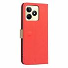 For Realme C53 Splicing Color Hollow Flower Pattern RFID Leather Phone Case(Red) - 3