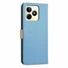 For Realme C53 Splicing Color Hollow Flower Pattern RFID Leather Phone Case(Baby Blue) - 3