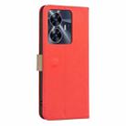 For Realme C55 Splicing Color Hollow Flower Pattern RFID Leather Phone Case(Red) - 3