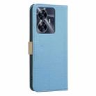 For Realme C55 Splicing Color Hollow Flower Pattern RFID Leather Phone Case(Baby Blue) - 3