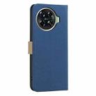 For Tecno Spark 20 Pro+ Splicing Color Hollow Flower Pattern RFID Leather Phone Case(Dark Blue) - 3