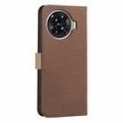 For Tecno Spark 20 Pro+ Splicing Color Hollow Flower Pattern RFID Leather Phone Case(Brown) - 3