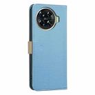 For Tecno Spark 20 Pro+ Splicing Color Hollow Flower Pattern RFID Leather Phone Case(Baby Blue) - 3