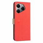 For Tecno Spark 20 Pro Splicing Color Hollow Flower Pattern RFID Leather Phone Case(Red) - 3